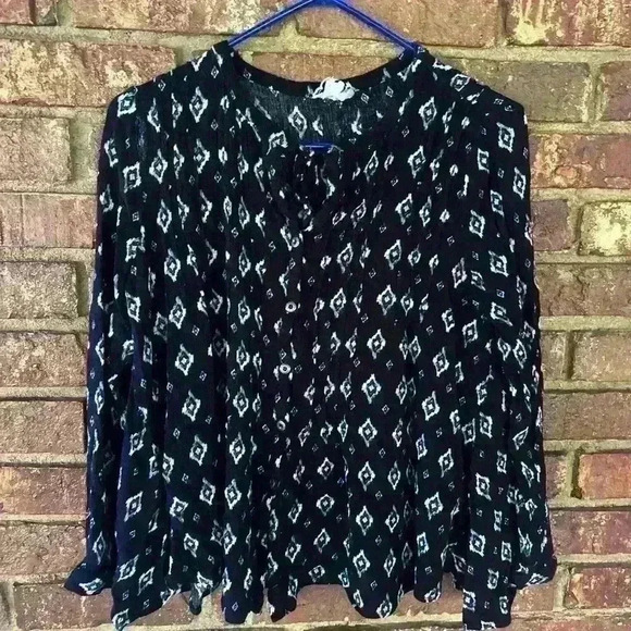 PPLA navy blue and white button up blouse size small - Picture 2 of 6